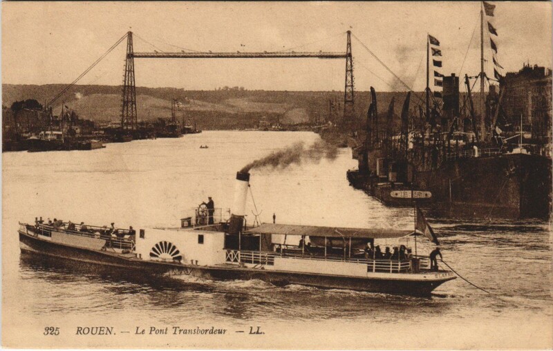 Carte postale ancienne Rouen - Le pont transbordeur à Rouen