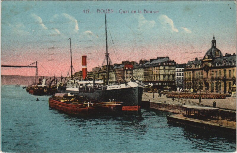 Carte postale ancienne Rouen - Quai de la bourse à Rouen