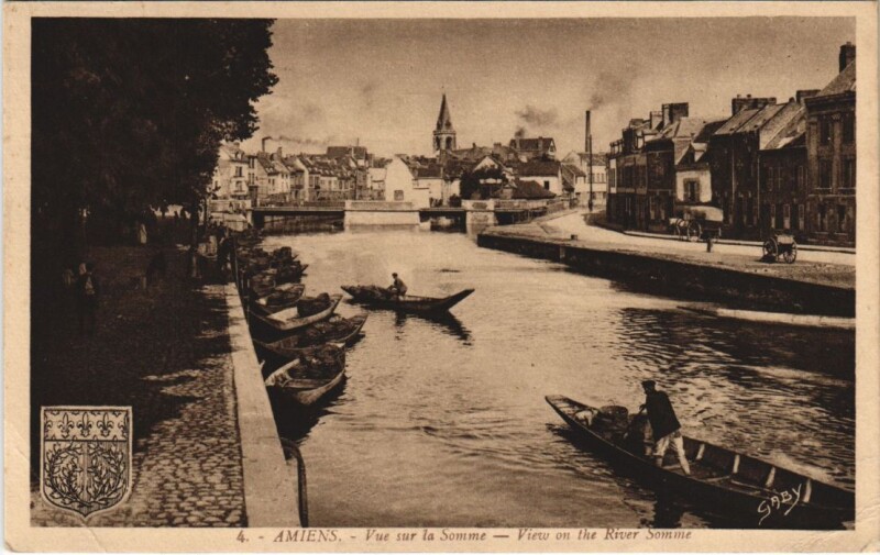 Carte postale ancienne Amiens vue sur la Somme à Amiens