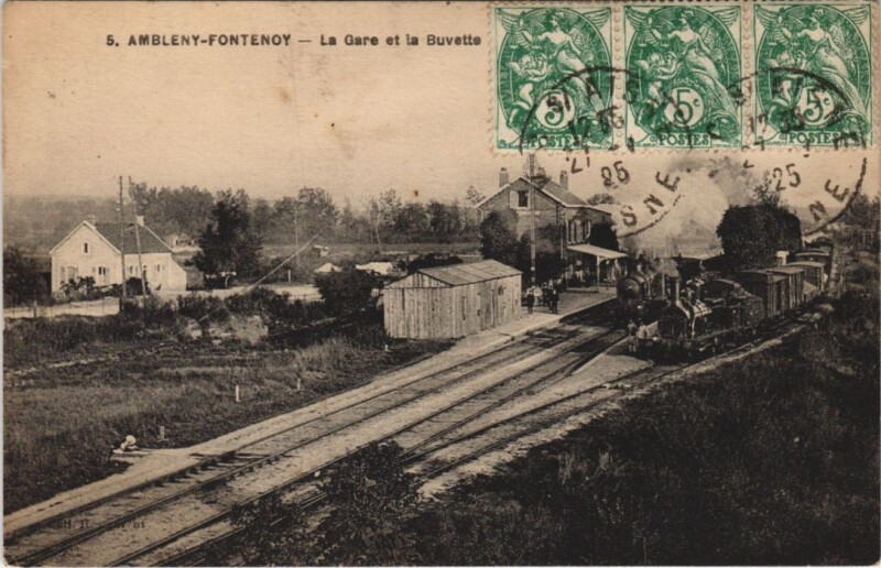 Carte postale ancienne Ambleny-Fontenoy-La Gare à Ambleny