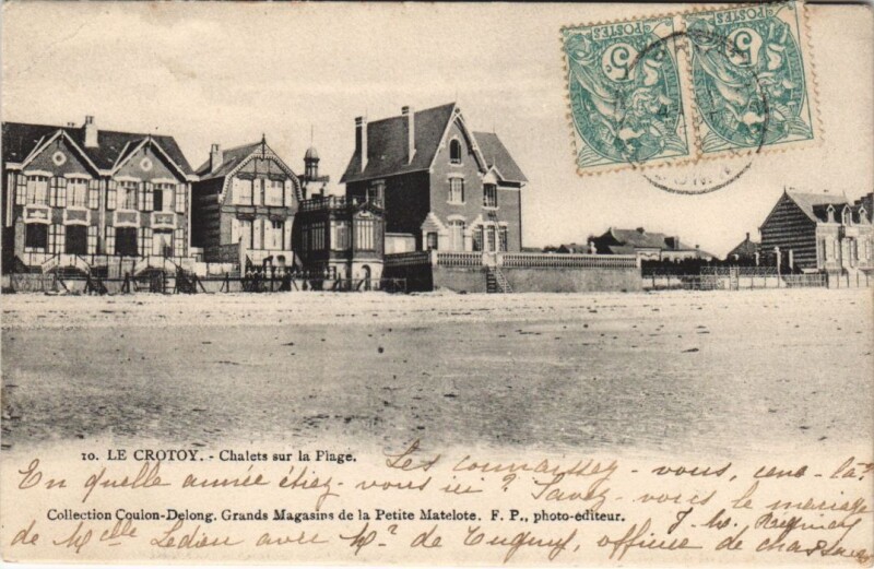 Carte postale ancienne Le Crotoy chalets sur la Plage au Crotoy