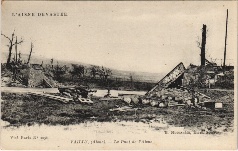 Carte postale ancienne Vailly Le pont de l'Aisne