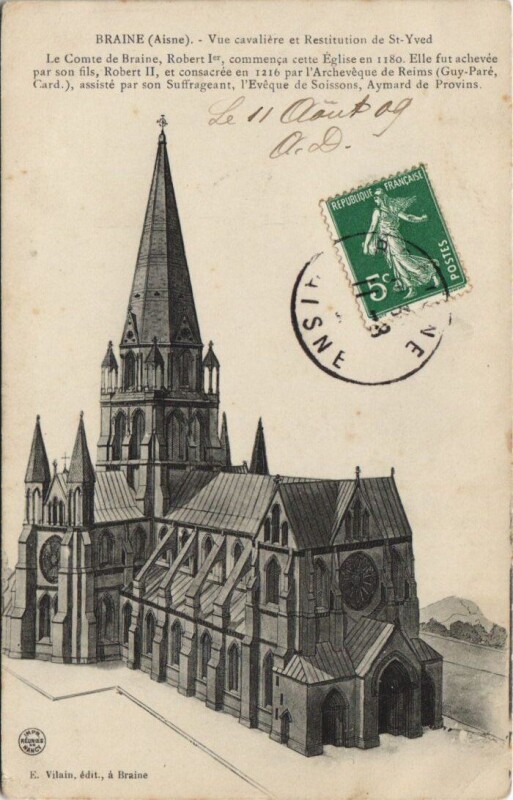 Carte postale ancienne Braine Vue cavaliere à Braine