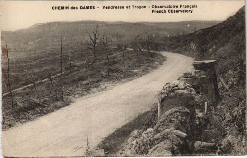Carte postale ancienne Chemin des Dames Vendresse et troyon