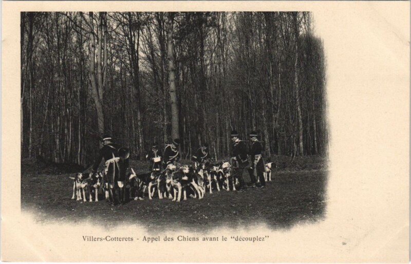 Carte postale ancienne Villers-Cotterets Appel des chiens avant