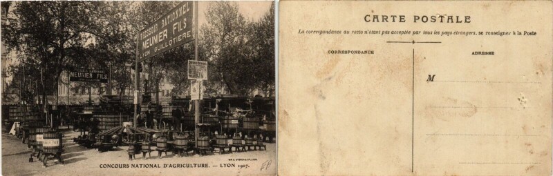 Carte postale ancienne Lyon Concours Nationale d'Agriculture 1907 à Cours