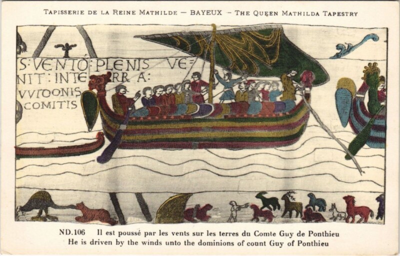 Carte postale ancienne Bayeux Tapisserie de la Reine Mathilde à Bayeux