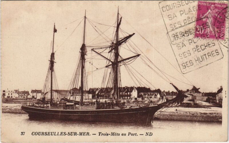 Carte postale ancienne Courseulles-sur-Mer Trois-Mats au Port à Courseulles-sur-Mer