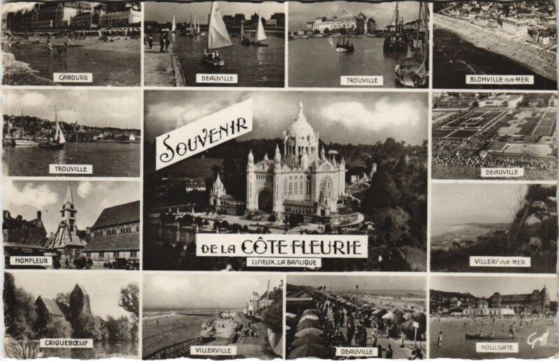 Carte postale ancienne Souvenir de la Cote Fleurie - Town Scenes