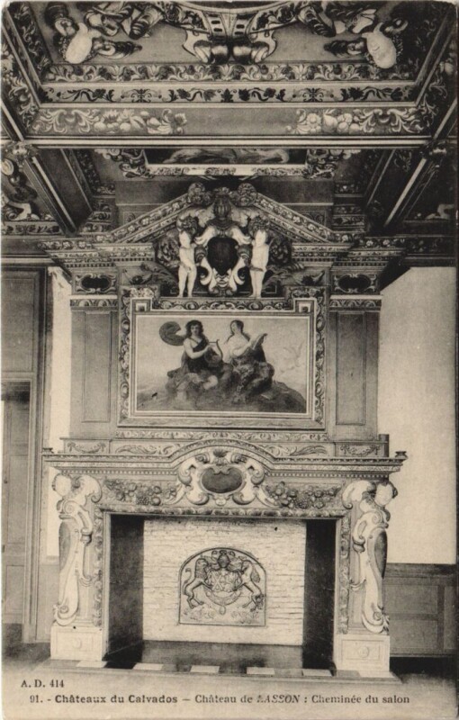 Carte postale ancienne Lasson Chateau de Lasson - Cheminee du Salon