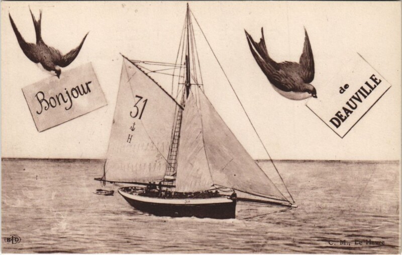 Carte postale ancienne Deauville Bonjour de Deauville - Sailboat à Deauville