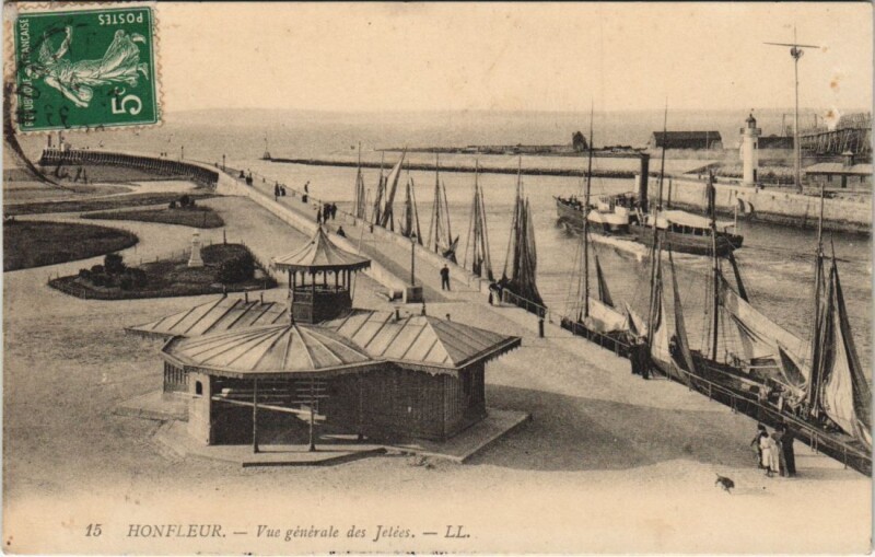 Carte postale ancienne Honfleur Vue Generale des Jetees à Honfleur