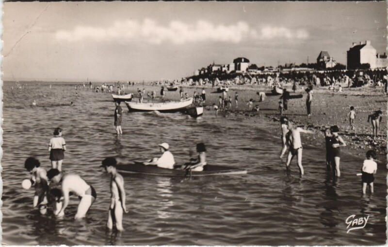 Carte postale ancienne Langrune-sur-Mer La Baignade à Langrune-sur-Mer