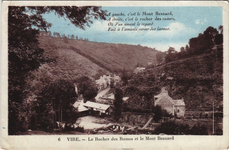 Carte postale ancienne Vire Le Rocher des Rames et le Mont Besnard