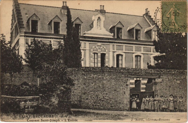 Carte postale ancienne Saint-Broladre Couvent Saint-Joseph - L'Entree à Saint-Broladre