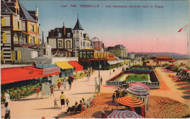 Carte postale ancienne Trouville Les nouveaux Jardins vers le Topsy