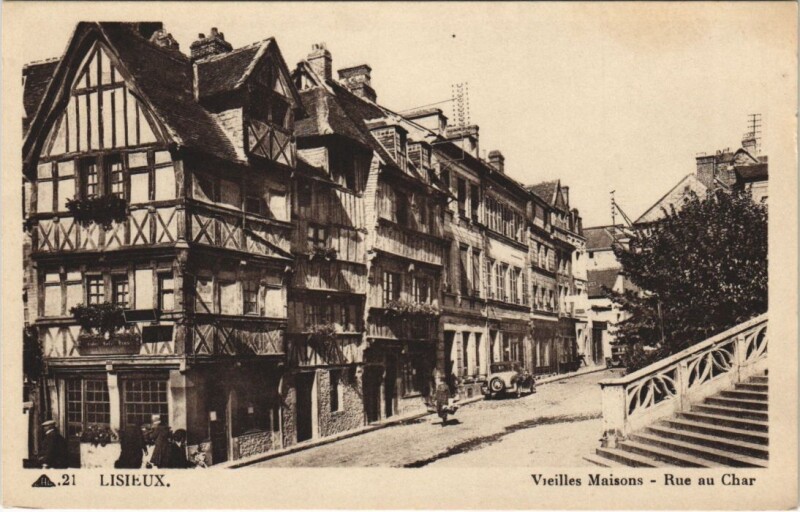 Carte postale ancienne Lisieux Rue au Char à Lisieux