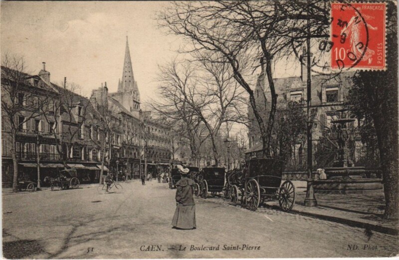 Carte postale ancienne Caen Boulevard Saint-Pierre