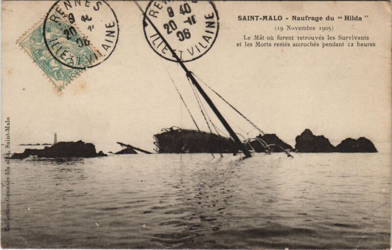 Carte postale ancienne Saint Malo Naufrage du Hilda à Saint-Malo