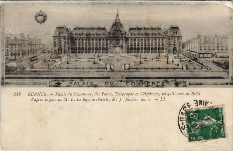 Carte postale ancienne Rennes Palais du Commerce à Rennes