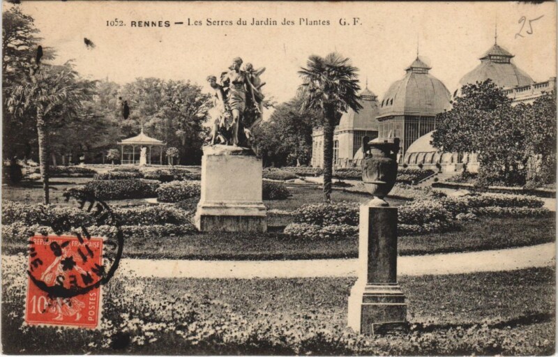 Carte postale ancienne Rennes Les Setres du Jardin des Plantes à Rennes