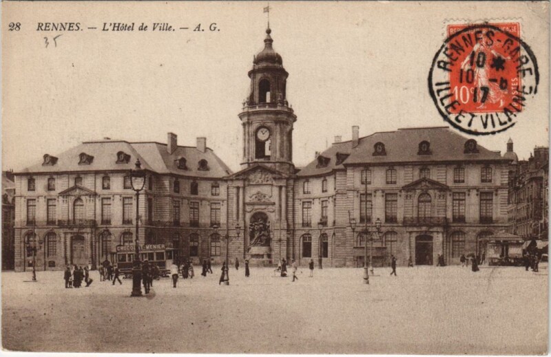 Carte postale ancienne Rennes Hotel de Ville à Rennes
