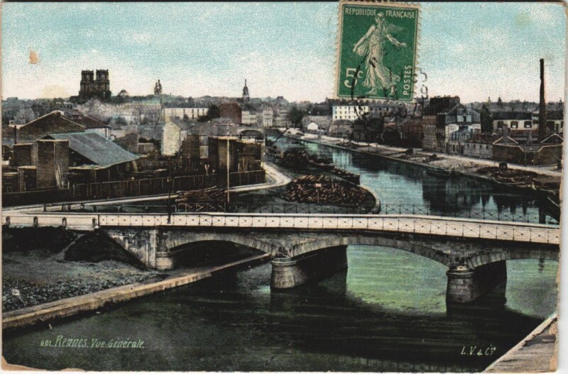 Carte postale ancienne Rennes vue generale à Rennes