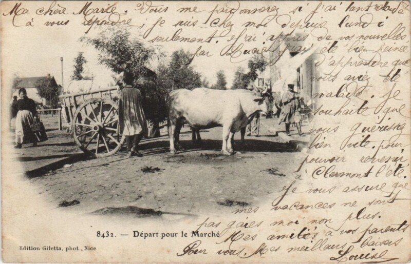 Carte postale ancienne Depart pour le Marche