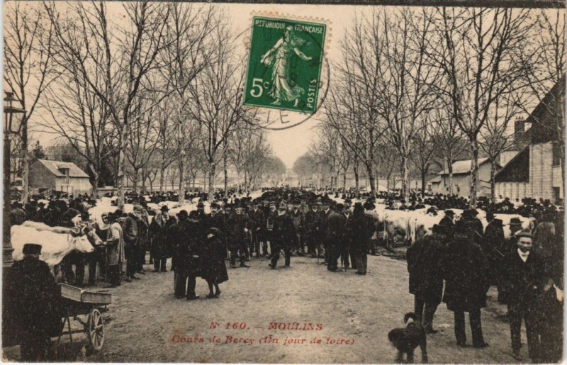 Carte postale ancienne Moulins Cours de Bercy - Un Jour de Foire à Moulins