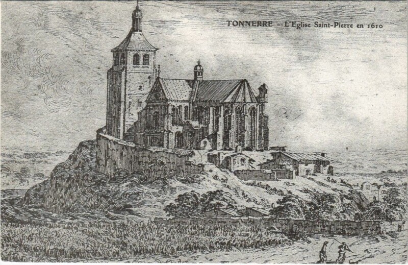 Carte postale ancienne Tonnerre L'Eglise Saint-Pierre en 1610 à Tonnerre