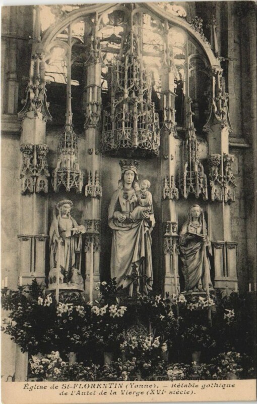 Carte postale ancienne Saint-Florentin Eglise - Retable Gothique de l'Autel de la Vierge à Saint-Florentin