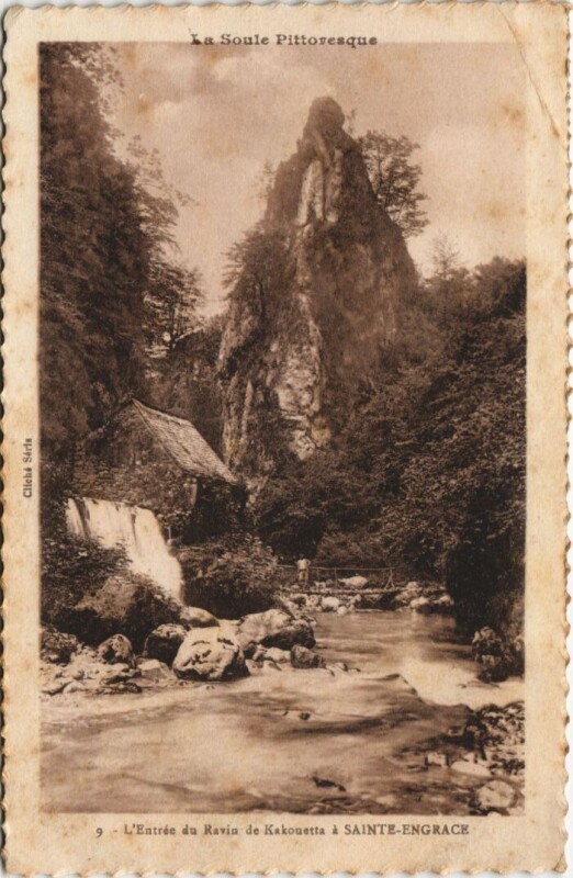 Carte postale ancienne Sainte-Engrace Entrée du Ravin de kakouetta