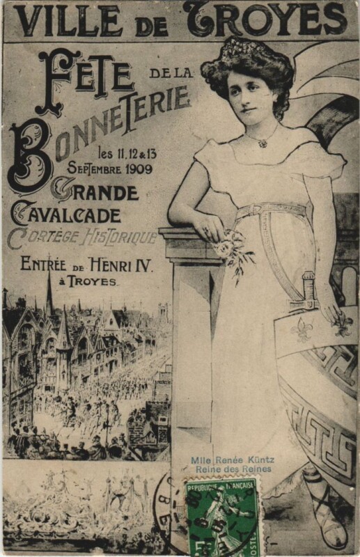 Carte postale ancienne Troyes Ier Fete de la Bonneterie 1909 à Troyes