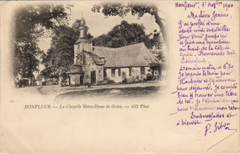 Carte postale ancienne Honfleur La Chapelle Notre-Dame de Grace à Honfleur