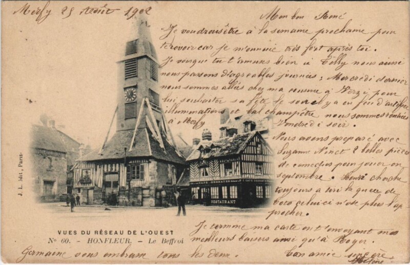 Carte postale ancienne Honfleur Le Beffroi à Honfleur