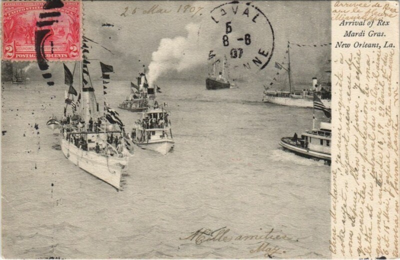 Carte postale ancienne Arrival of Rex Mardi Gras - New Orleans Ships