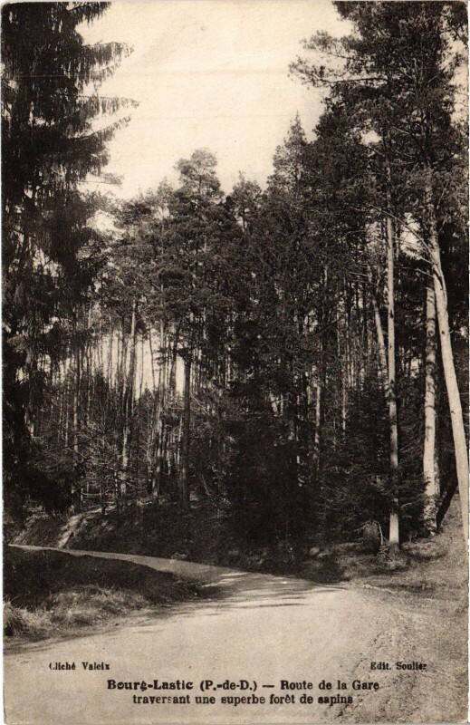 Carte postale ancienne Bourg-Lastic Route de la Gare à Bourg-Lastic