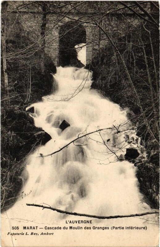 Carte postale ancienne Marat Cascade du Moulin des Granges - Partie Inferieure à Marat