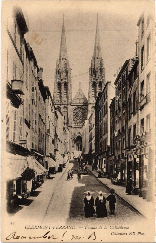 Carte postale ancienne Clermont-Ferrand Facade de la Cathedrale à Clermont-Ferrand