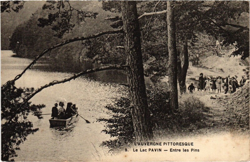 Carte postale ancienne Le Lac Pavin - Entre les Pins