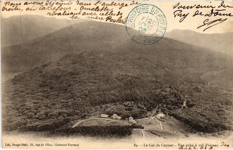 Carte postale ancienne Le Col de Ceyssat - Vue prise a Vol d'Oiseau à Ceyssat
