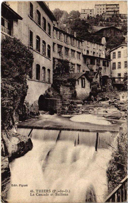 Carte postale ancienne Thiers La Cascade et Salliens à Thiers