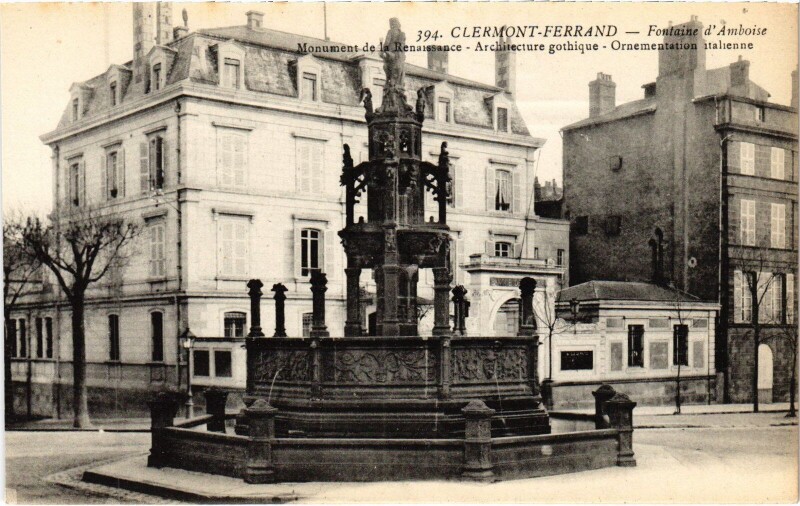 Carte postale ancienne Clermont-Ferrand Fontaine d'Amboise à Clermont-Ferrand