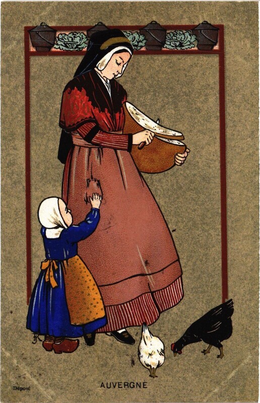 Carte postale ancienne Auvergne - Femme et Fille - types