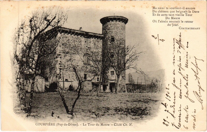 Carte postale ancienne Courpiere La Tour du Maure