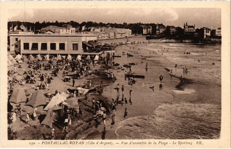 Carte postale ancienne Royan Pontaillac-Royan - Vue d'Ensemble de la Plage