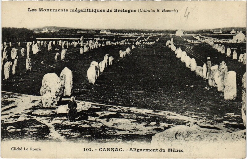 Carte postale ancienne Les Monuments megalithiques de Bretagne - Carnac - Alignement du.. à Carnac