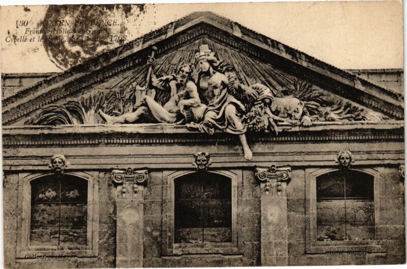 Carte postale ancienne Aix-en-Provence-Fronton Halle aux Grains-Cybelle et le Rhone à Aix-en-Provence
