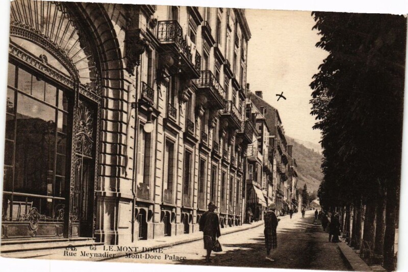Carte postale ancienne Le Mont-Dore - Rue Meynadier - Mont-Dore Palace à Mont-Dore