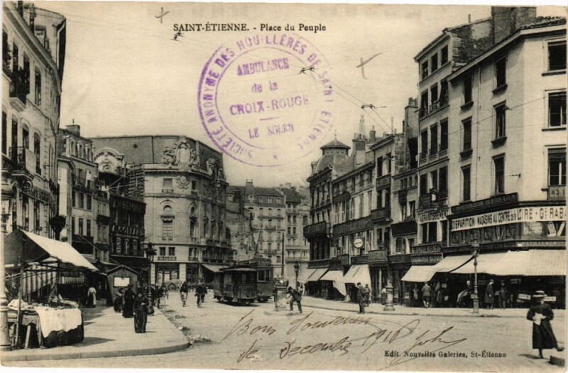 Carte postale ancienne Saint-Etienne-Place du Peuple